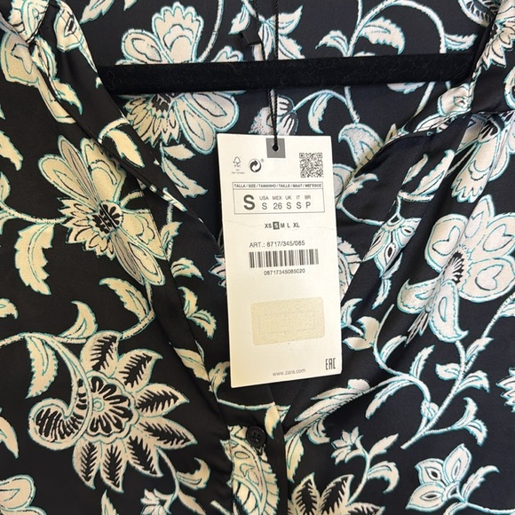 Zara Dress Navy with White Floral Design small - Picture 5 of 7